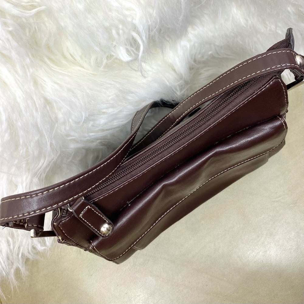 Vintage First Issue Liz Claiborne Vegan Brown Leather Compact Shoulder HandBag - Picture 11 of 16